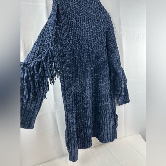 GILI Womens Open Duster Long  Cardigan Sweater Knit Fringe Soft Size L New - Picture 2 of 13